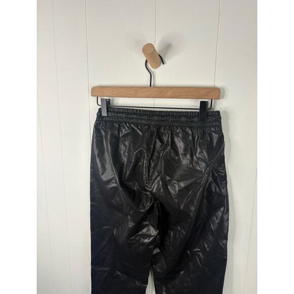 Zara Black Faux Leather Joggers Womens XS Pull On Pants Streetwear - Picture 8 of 9